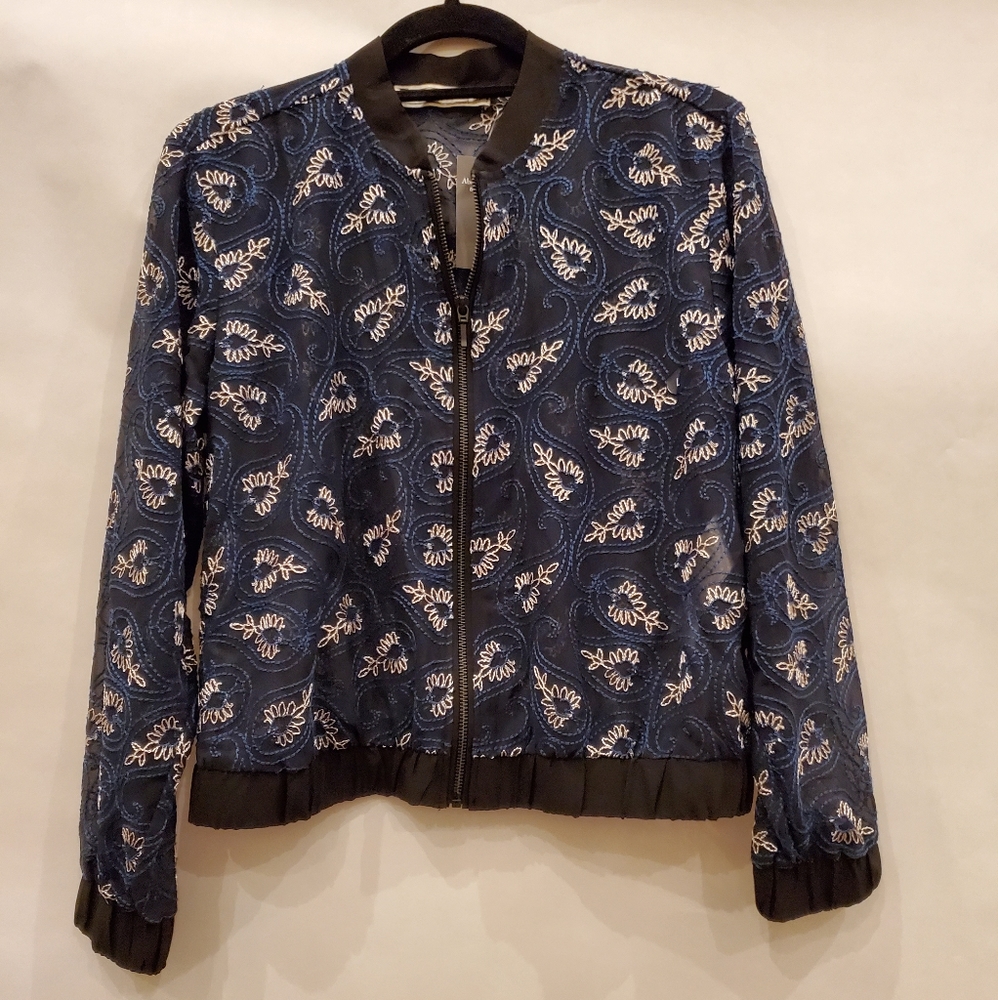 NWT Abercrombie & Fitch Navy Flower Pattern Jacket